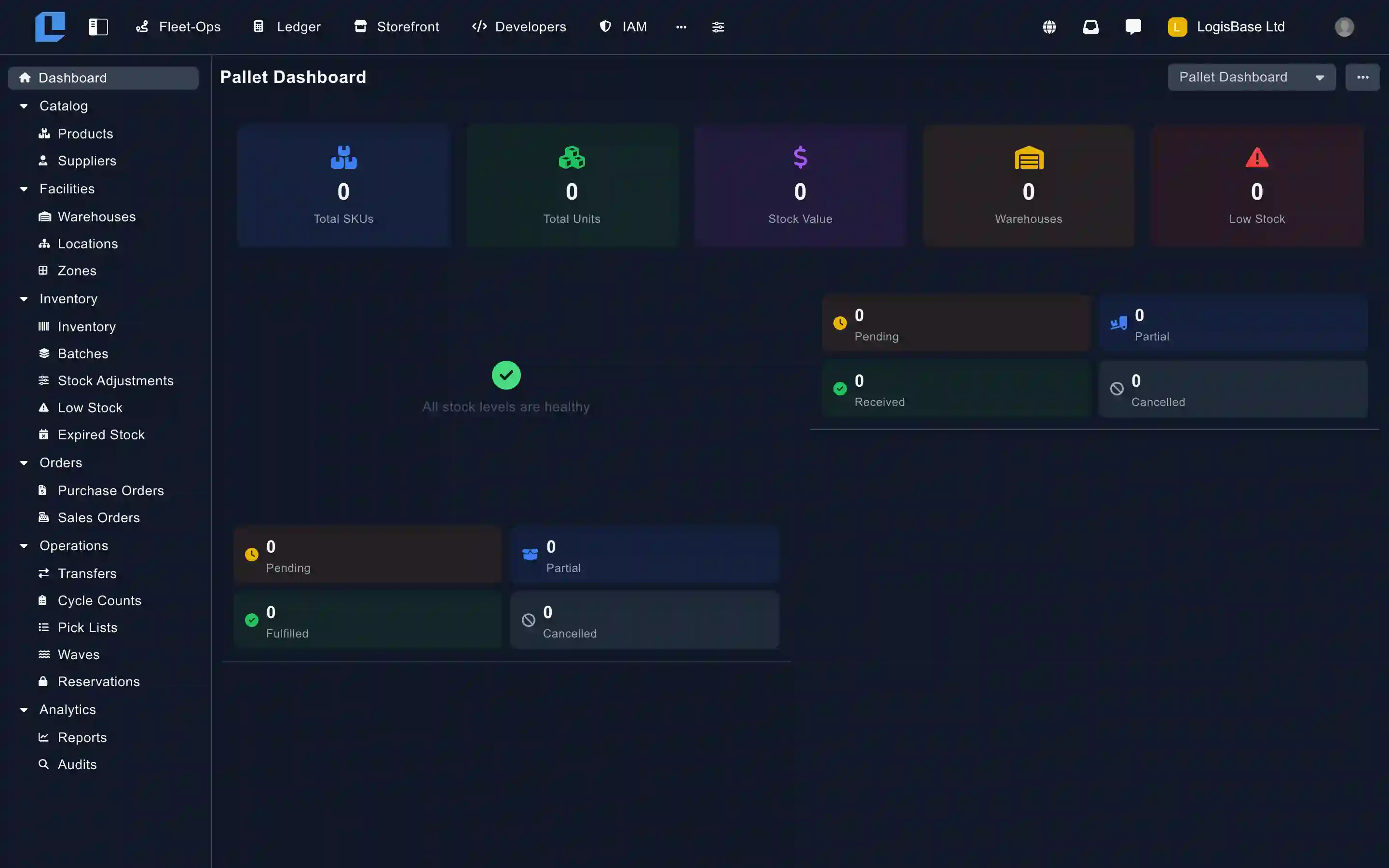 Pallet warehouse management and inventory tracking interface (beta)